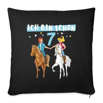 Bibi & Tina Geburtsagsdesign Ich Bin Schon Sieben - Sofakissenbezug 45 x 45 cm - Schwarz - Vorne