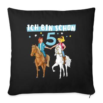 Bibi & Tina Geburtsagsdesign Ich Bin Schon Fünf - Sofakissenbezug 45 x 45 cm - Schwarz - Vorne