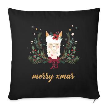 Merry Xmas - Funny Llama- Christmas Gift - Sofa pillowcase 17,3'' x 17,3'' (45 x 45 cm) - black - Front