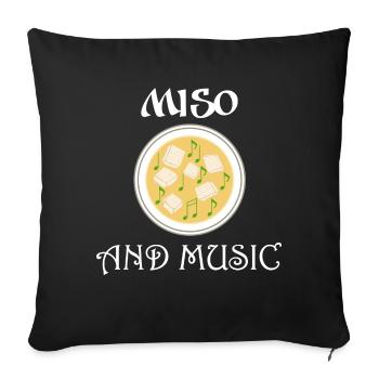 Music Notes Musician Clef Miso Soup Ramen - Sofa pillowcase 17,3'' x 17,3'' (45 x 45 cm) - black - Front