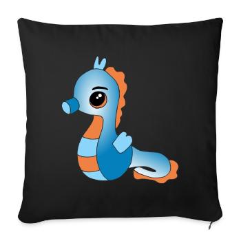 Knuffiges Seepferdchen - Sofakissenbezug 45 x 45 cm - Schwarz - Vorne
