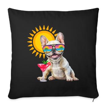 Dog on holiday - Sofa pillowcase 17,3'' x 17,3'' (45 x 45 cm) - black - Front