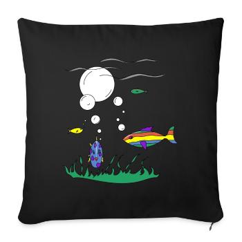 Poissons dans la mer - Housse de coussin décorative 45 x 45 cm - noir - Devant
