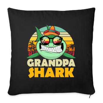 Grandpa Shark T-Shirt for Father's Day / Birthday - Sofa pillowcase 17,3'' x 17,3'' (45 x 45 cm) - black - Front