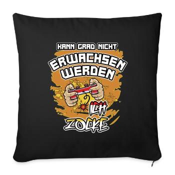 "...Ich zocke". Lustiges Design Für Gamer / Zocker - Sofakissenbezug 45 x 45 cm - Schwarz - Vorne