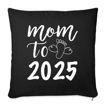 Maman à être 2025, 2025 Je vais être maman - Housse de coussin décorative 45 x 45 cm - noir - Devant