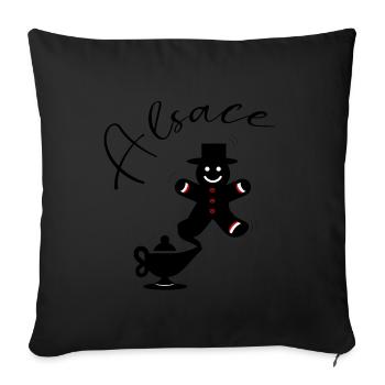 Alsace Génie Mannele Mannala - Housse de coussin décorative 45 x 45 cm - noir - Devant