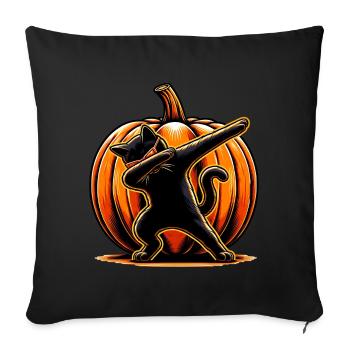 Joyeux Halloween, chat effrayé - Housse de coussin décorative 45 x 45 cm - noir - Devant