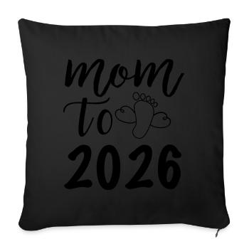 Mom To 2026 Footprint Design - Sofa pillowcase 17,3'' x 17,3'' (45 x 45 cm) - black - Front