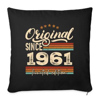 Original 1961 Vintage - 1961 Birthday Gift - Sofa pillowcase 17,3'' x 17,3'' (45 x 45 cm) - black - Front