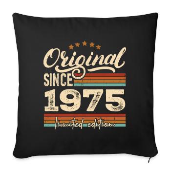 Original 1975 Vintage - 1975 Birthday Gift - Sofa pillowcase 17,3'' x 17,3'' (45 x 45 cm) - black - Front