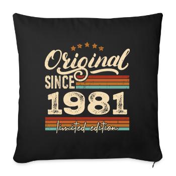 Original 1981 Jahrgang - 1981 Geburtstagsgeschenk - Sofakissenbezug 45 x 45 cm - Schwarz - Vorne