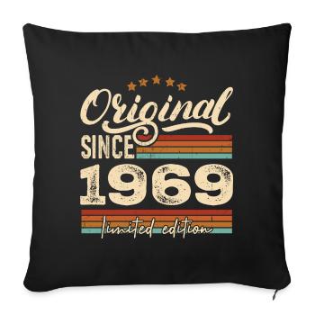 Original 1969 Vintage - 1969 Birthday Gift - Sofa pillowcase 17,3'' x 17,3'' (45 x 45 cm) - black - Front