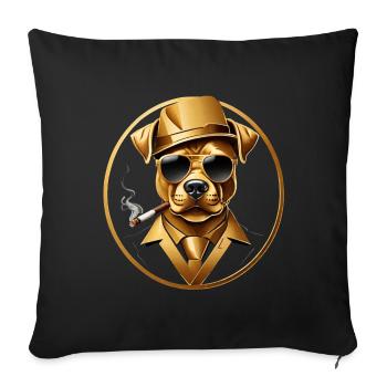 Golden Gentleman: Dog in Human Form - Sofa pillowcase 17,3'' x 17,3'' (45 x 45 cm) - black - Front