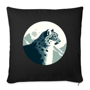 Schneeleopard - Sofakissenbezug 45 x 45 cm - Schwarz - Vorne
