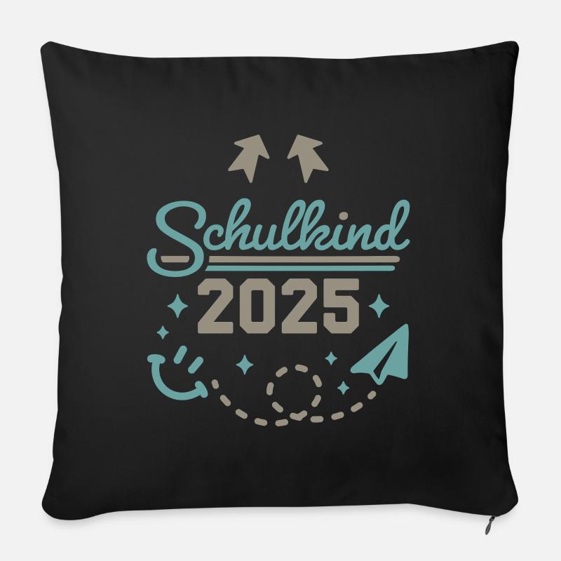 Schulkind 2025 Einschulung Schulanfang - Sofakissenbezug 45 x 45 cm - Schwarz