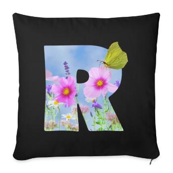 fleurs de printemps papillon r - Housse de coussin décorative 45 x 45 cm - noir - Devant