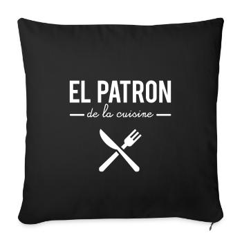 El patron de la cuisine nourriture manger - Housse de coussin décorative 45 x 45 cm - noir - Devant