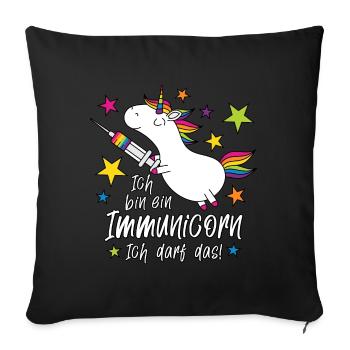 vaccinated! I am an Immunicorn I may! - Sofa pillowcase 17,3'' x 17,3'' (45 x 45 cm) - black - Front