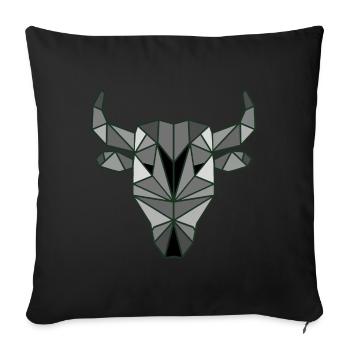 Tête de taurau façon origami - Housse de coussin décorative 45 x 45 cm - noir - Devant