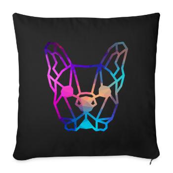 Polygone Français Bulldog Amateurs de chiens colorés - Housse de coussin décorative 45 x 45 cm - noir - Devant