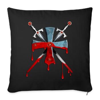 Croix / Crusader / épées de chevalier - Housse de coussin décorative 45 x 45 cm - noir - Devant