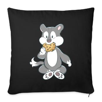 Wolf Animals Fantasy Cookies Kids Comic for Kids - Sofa pillowcase 17,3'' x 17,3'' (45 x 45 cm) - black - Front