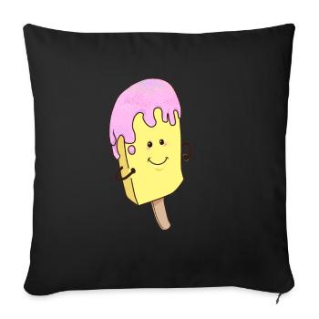 Eis Sommer Eisdiele Eiskrem Fantasy Comic Cartoon - Sofakissenbezug 45 x 45 cm - Schwarz - Vorne