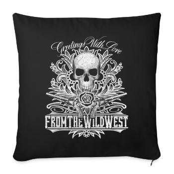 Wild West Skull & Guns - Sofakissenbezug 45 x 45 cm - Schwarz - Vorne