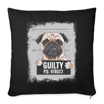 Pug dog funny gift funny animals - Sofa pillowcase 17,3'' x 17,3'' (45 x 45 cm) - black - Front