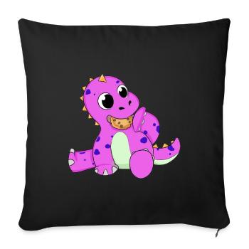 Dino Dinosaur Fantasy Kids Baby Toddler - Sofa pillowcase 17,3'' x 17,3'' (45 x 45 cm) - black - Front