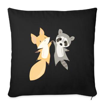 Raton laveur renard doux animaux doux amour des animaux cadeau - Housse de coussin décorative 45 x 45 cm - noir - Devant