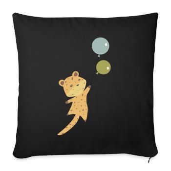 Leo balloon leopard cute animals children animal lover - Sofa pillowcase 17,3'' x 17,3'' (45 x 45 cm) - black - Front