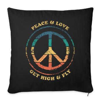 Peace & Love Peacezeichen - Sofakissenbezug 45 x 45 cm - Schwarz - Vorne