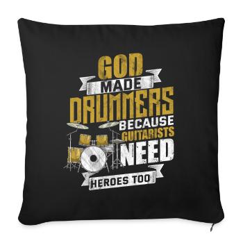 Tambours batteur baguettes tambour - Housse de coussin décorative 45 x 45 cm - noir - Devant