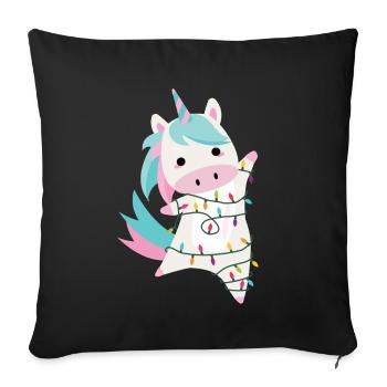 Unicorn magical Christmas fairy lights sweet pink - Sofa pillowcase 17,3'' x 17,3'' (45 x 45 cm) - black - Front