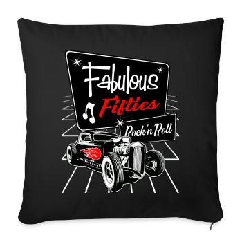 Années 1950 Hotrod Rockabilly Sock Hop Rock and Roll - Housse de coussin décorative 45 x 45 cm - noir - Devant