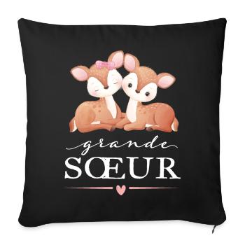 Grande Soeur - Big sister - french sisters Mädchen - Sofakissenbezug 45 x 45 cm - Schwarz - Vorne