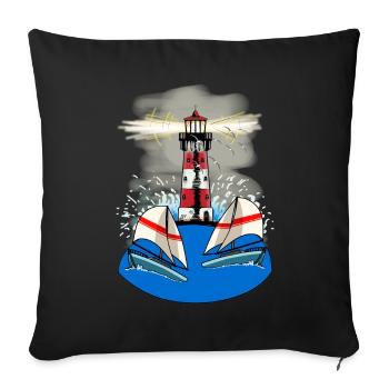 Lighthouse Nautical Sailor Maritim Ahoi Ships - Sofa pillowcase 17,3'' x 17,3'' (45 x 45 cm) - black - Front