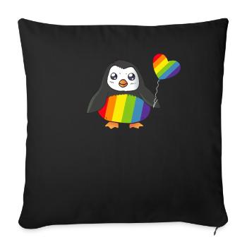 LGBT penguin gay pride penguin LGBTQ rainbow - Sofa pillowcase 17,3'' x 17,3'' (45 x 45 cm) - black - Front