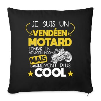 Vendéen - Motard - Cadeau - Cool - Humour - Moto - Housse de coussin décorative 45 x 45 cm - noir - Devant