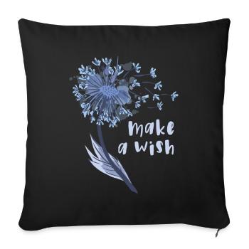 Faites un vœu pour une fleur de pissenlit - Housse de coussin décorative 45 x 45 cm - noir - Devant