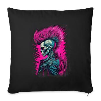 Synthwave Zombie Skull - Sofa pillowcase 17,3'' x 17,3'' (45 x 45 cm) - black - Front