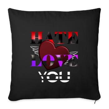 Hass und Liebe Herz für Liebende und Verliebte - Sofakissenbezug 45 x 45 cm - Schwarz - Vorne