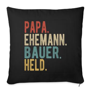Bauer Papa Ehemann Held - Sofakissenbezug 45 x 45 cm - Schwarz - Vorne