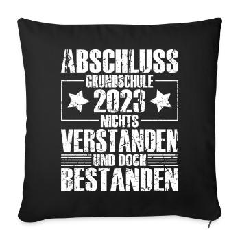 Abschluss 2023 Grundschule - Sofakissenbezug 45 x 45 cm - Schwarz - Vorne