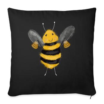 Bonne abeille mellifère - Housse de coussin décorative 45 x 45 cm - noir - Devant
