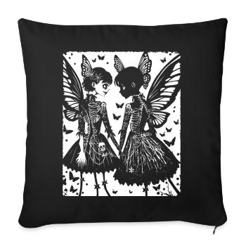 Fairycore Esthétique Squelette Fée Goth Gothique G - Housse de coussin décorative 45 x 45 cm - noir - Devant