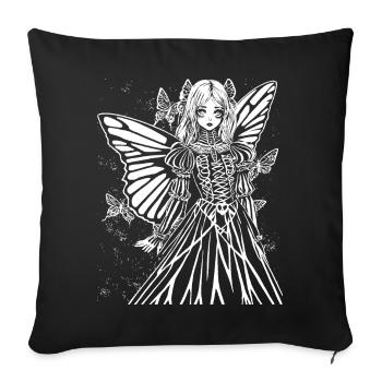 Fairycore Aesthetics Grunge Skeleton Fairy Goth G - Sofa pillowcase 17,3'' x 17,3'' (45 x 45 cm) - black - Front