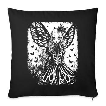 Fairycore Aesthetics Skeleton Fairy Goth Gothic G - Sofa pillowcase 17,3'' x 17,3'' (45 x 45 cm) - black - Front